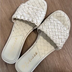 Matisse Ivory Woven Slide Sandals